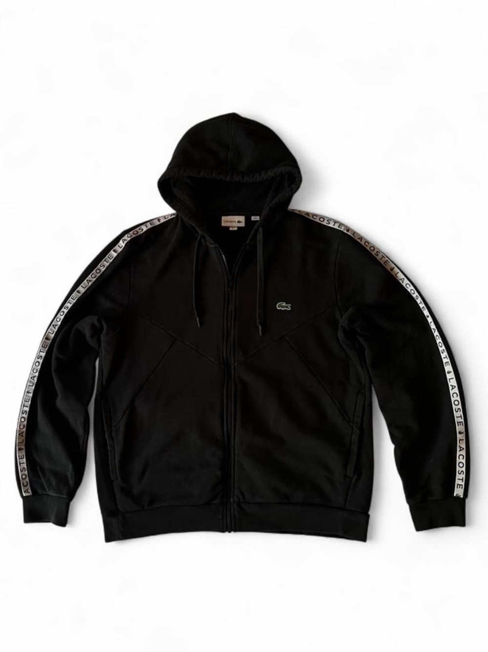 Lacoste Men’s L Black Logo Tape Full Zip Hoodie SH6905